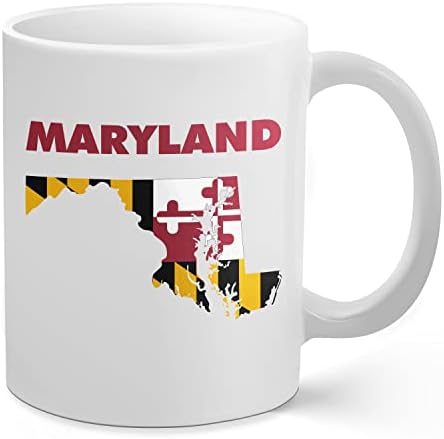 Palm City Products Форма на щата Мериленд - Керамични Кафеена Чаша с обем 11 грама с Флага на щата Мериленд | Чудесен