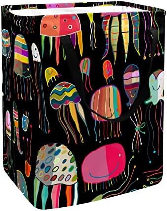 Цветна Раскрашенная Кошница за дрехи с Изображение на Медуза, Сгъваема Кошница за Дрехи, 60Л Водоустойчив Кошници за