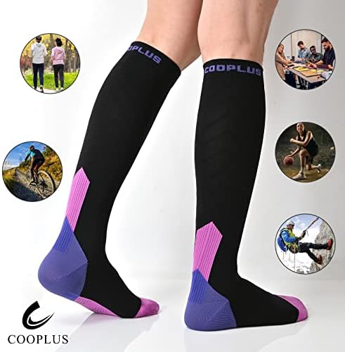 Компресия чорапи COOPLUS за Жени И Мъже, които Поддържат Циркулацията на Кръвта 20-30 мм hg.ст., Чорапогащи до Коляното