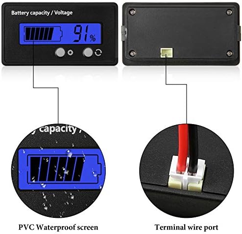 2 Бр. Измерител на заряд на батерията постоянен ток 12 В 24 В 36-48-72 В с аларма, предната настройка и бутон за превключване,