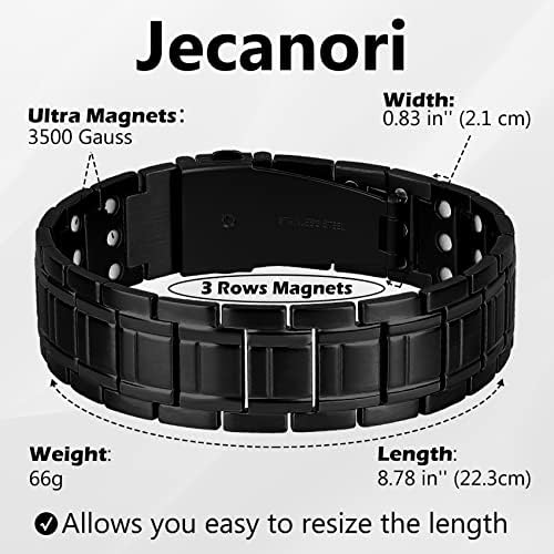 Jecanori 3X Ултра Магнитна Гривна-Пръстен за мъже, Голяма Гривна от Титанов Стомана и Мед Магнитен Пръстен, Подаръци