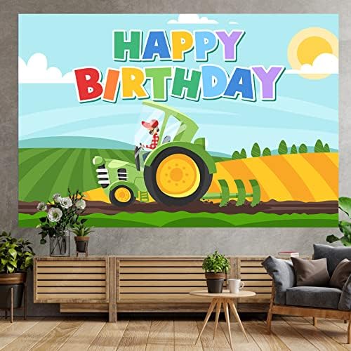 Трактор Селска Двор честит Рожден Ден Банер Фон Тематичен Декор на Ферма Украса за Парти по случай 1-ви Рожден Ден, за
