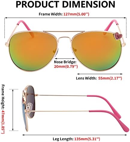 FEISEDY Класически Детски Поляризирани очила Pilot за Момичета И Момчета, Готини Слънчеви очила за деца B4062 (2-10 години)