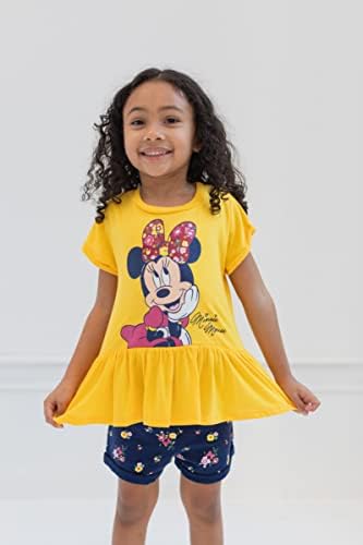 Комплект дрехи Disney Minnie Mouse с Тениска и френски Двойни Къси панталони от Малкия до Големия Дете