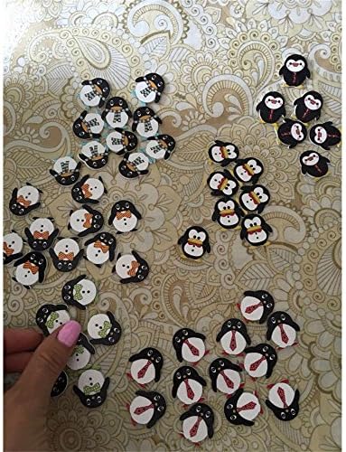 WSERE 50 Бр. Новост Копчета във формата на Животни Дървена Пуговица във Формата на Пингвин с 2 Дупки Копчета за Занаяти