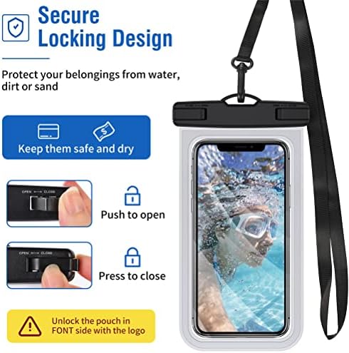 COTDINFOR 2 опаковки Водоустойчив калъф за телефон IPX8, Суха чанта с каишка, Градинска и Плажна Плаващ Подводен Водоустойчива