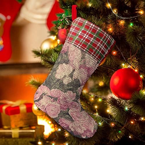 Винтажное Произведение на Изкуството под формата на Рози цветя, Коледни Чорапи С Пайети, Блестящи Стенни Висящи Украси,