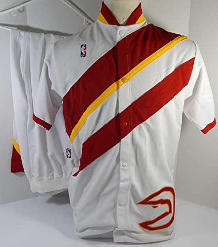 1989-90 Атланта Хоукс №41 Използвала В играта Бяла Топло яке и панталони 42, 36 89 - Използвала В играта НБА