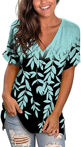 ZLOVHE Блузи за жени, Ежедневни Летни Дамски Пролетно-Лятна Мода Плажната Ежедневни Тениска с Принтом, Свободна Тениска
