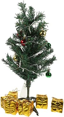 Настолен Мини Коледно Дърво ABOOFAN с Led Подсветка, Предварително Осветени Изкуствена Коледна Елха, Миниатюрни Кутии