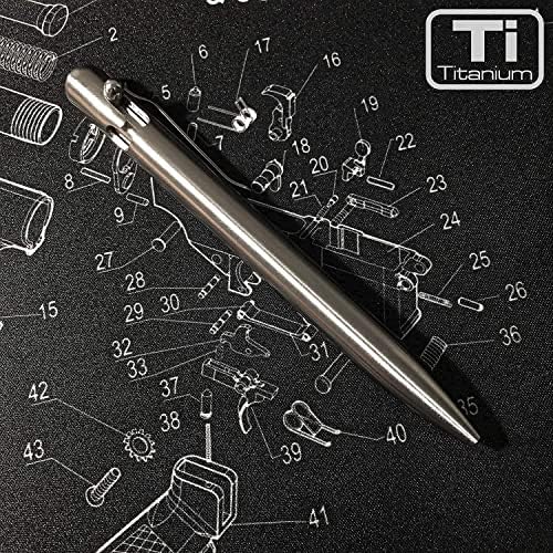 BASTION Titanium Pen Plus 1 Гел Бензиностанция Черно Мастило|Лек Метален Болт С Фина Точка (0,5 мм) За Жени и Мъже, Химикалка