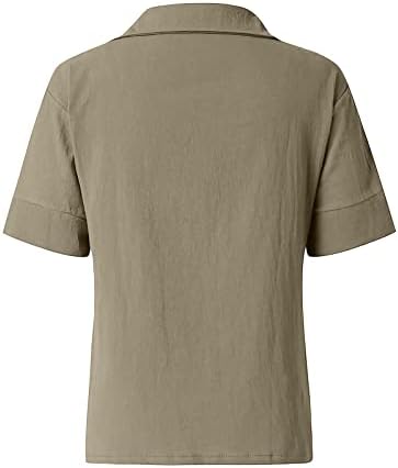 Дамски Памучен Бельо Тениска Голям Размер С Къс Ръкав, Летни Ризи Свободно Намаляване С V-образно деколте, Блуза, Ежедневни