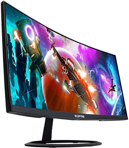Игри led монитор Sceptre Curved 30 с резолюция от 21:9, сверхширокий, ултра-HDMI дисплей, ултра тънък, с резолюция 1080p,