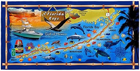 Флорида Карта за Плажна Хавлия Спомен Стил 30x60 см Слънчев Щата Исламорада Най-Южната Точка Памук