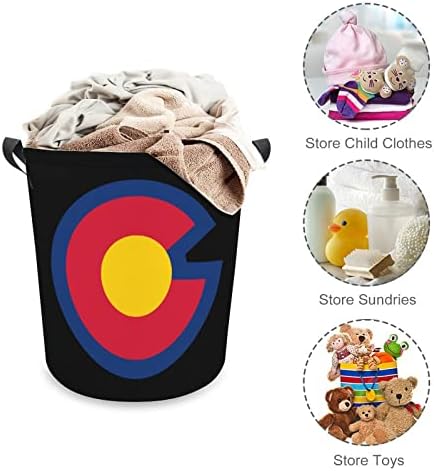 Кошница за дрехи с Логото на щата Колорадо Сгъваема Висока Кошница за Дрехи с Дръжки Чанта За Съхранение
