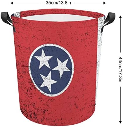 Кошница за дрехи с Флага на щата Тенеси Сгъваема Висока Кошница за Дрехи с Дръжки Чанта За Съхранение
