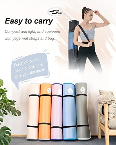 YUREN килимче за йога, Дебели Постелки за упражнения, е Много Широк Универсален Тренировъчен подложка за домашен фитнес