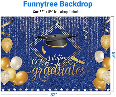 Funnytree 8X6 ФУТА 2023 Бала Фон за снимки Златна и синя Капачка за Бакалавърска Балон Писма на завършилите Банер за