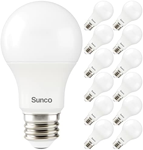 Sunco 12 Опаковки led лампи с мощност 9 W, Еквивалент на 60 Вата база E26, дневна светлина 5000 До, led лампа A19 за